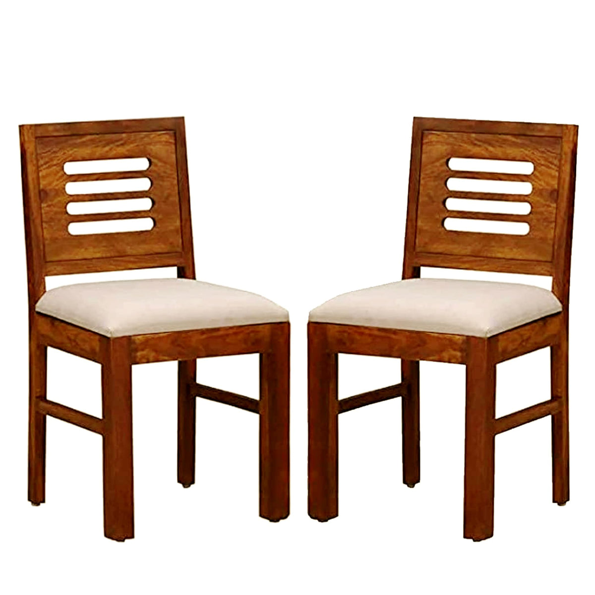 Wiprowood Sheesham Wood Cushioned Dining Chairs Set Of 2 Wooden Multipurpose Seating Chair For Dining Room Home (Natural Honey F