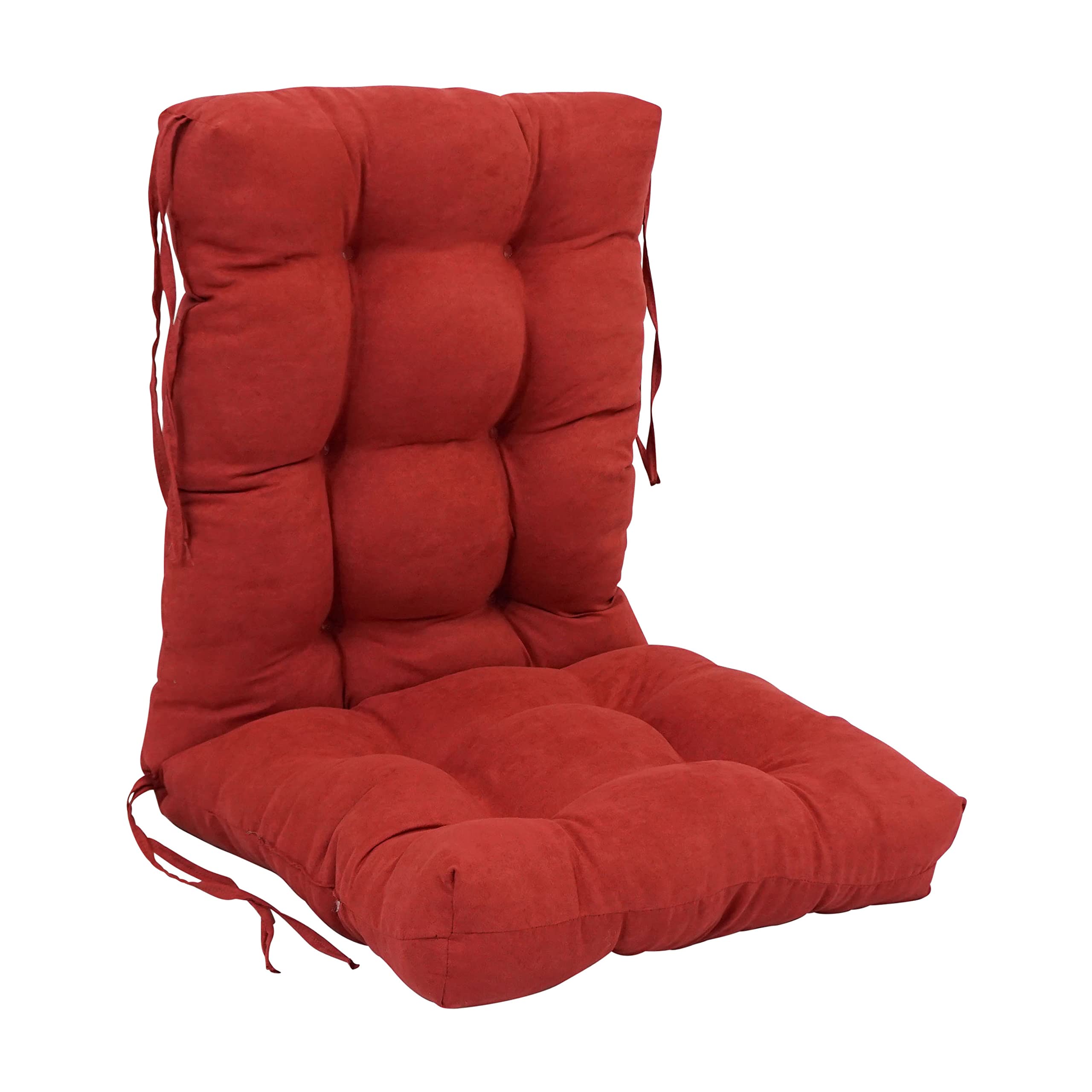 Blazing Needles 18 38-inch Microsuede Seat/Back Tufted Chair Cushion, 18 x 38, Cardinal Red