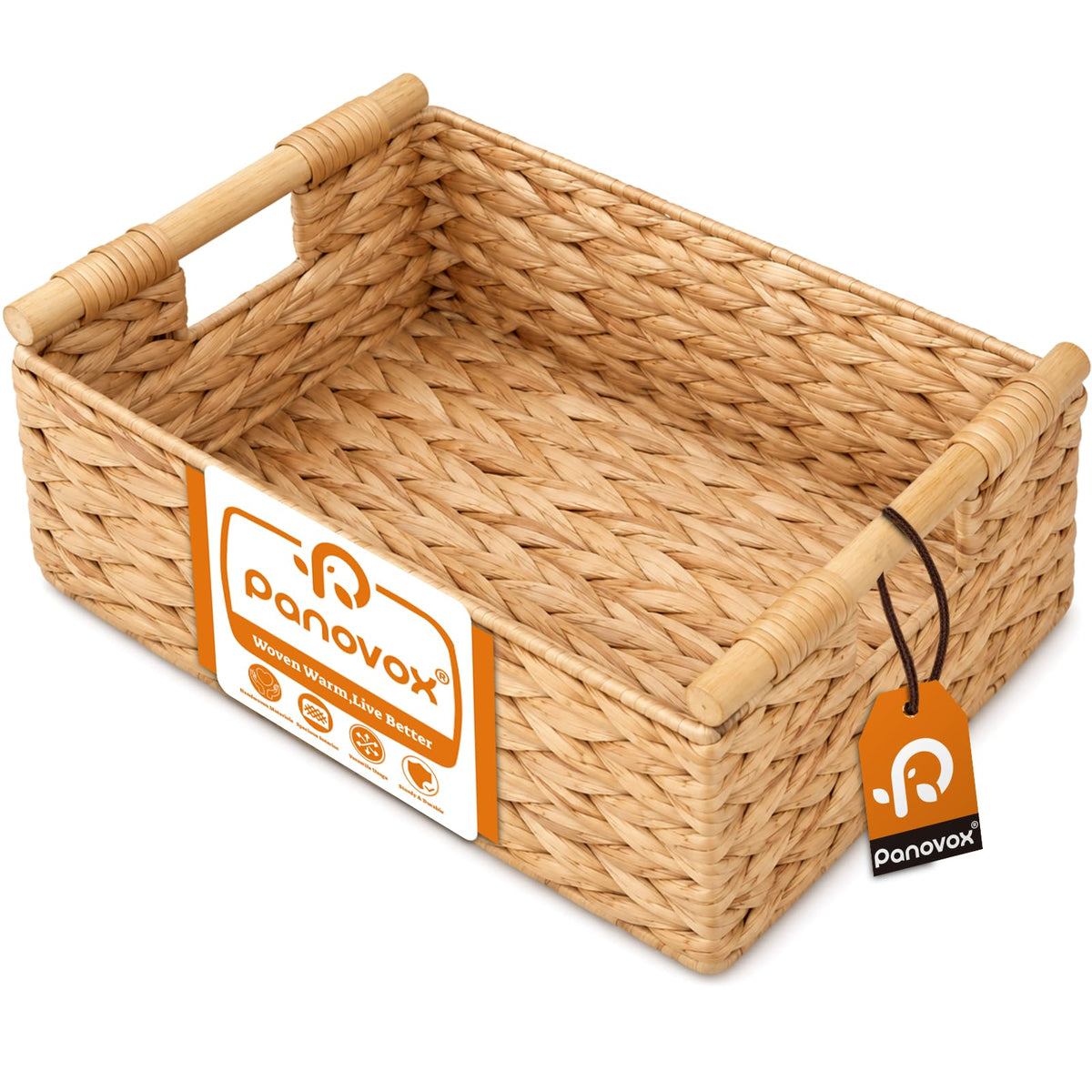 Panovox Wicker Basket, Large Basket for Gift Baskets Empty, 15.4x11x6.3in