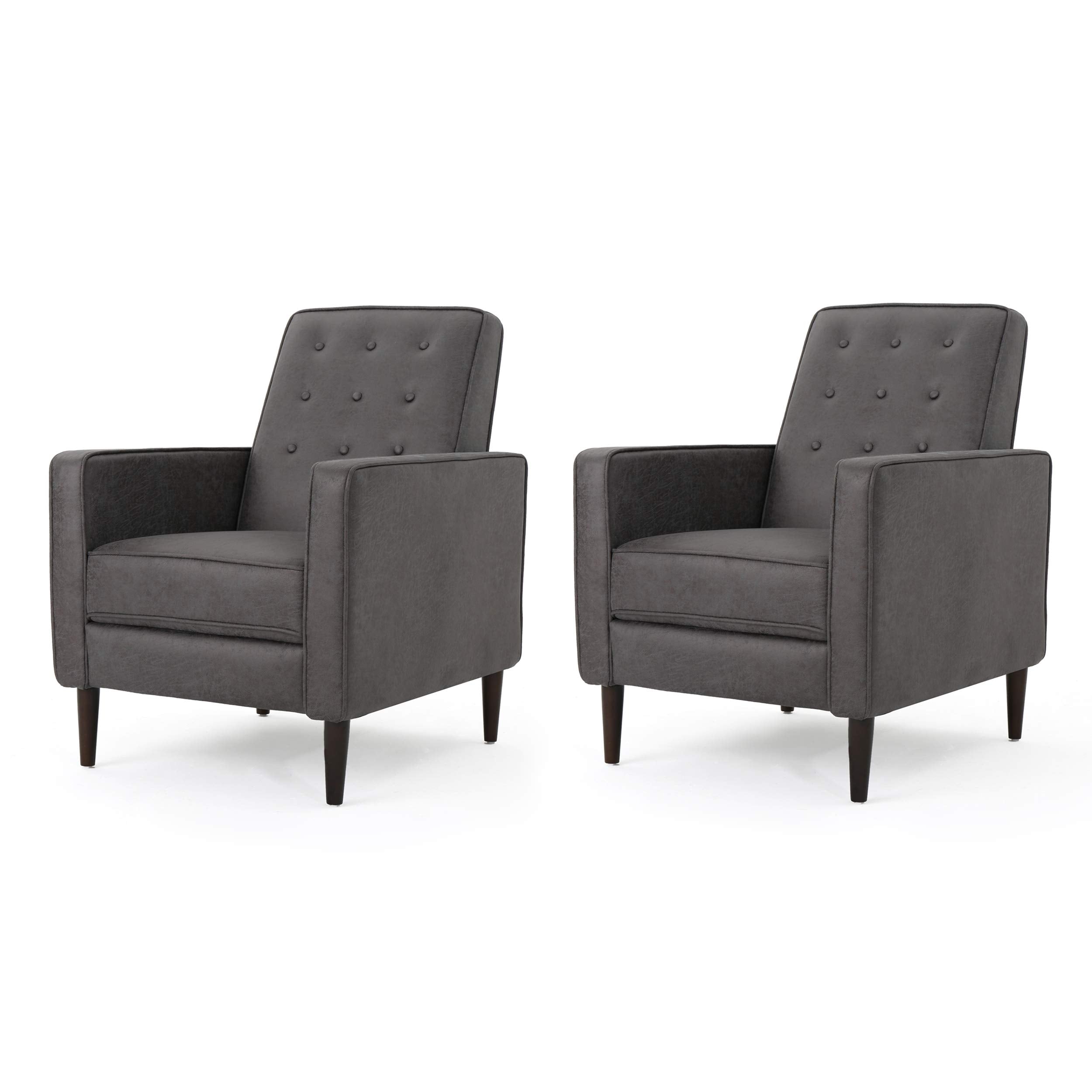 Christopher Knight Home Gdfstudio Christopher Knight Home Mervynn Mid-Century Modern Microfiber Recliners, 2-Pcs Set, Slate / Dark Espresso