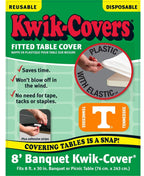 Collegiate Kwik-Covers Rectangle Plastic Table Covers, Bundle Of 2 (University Of Tennessee, 8')