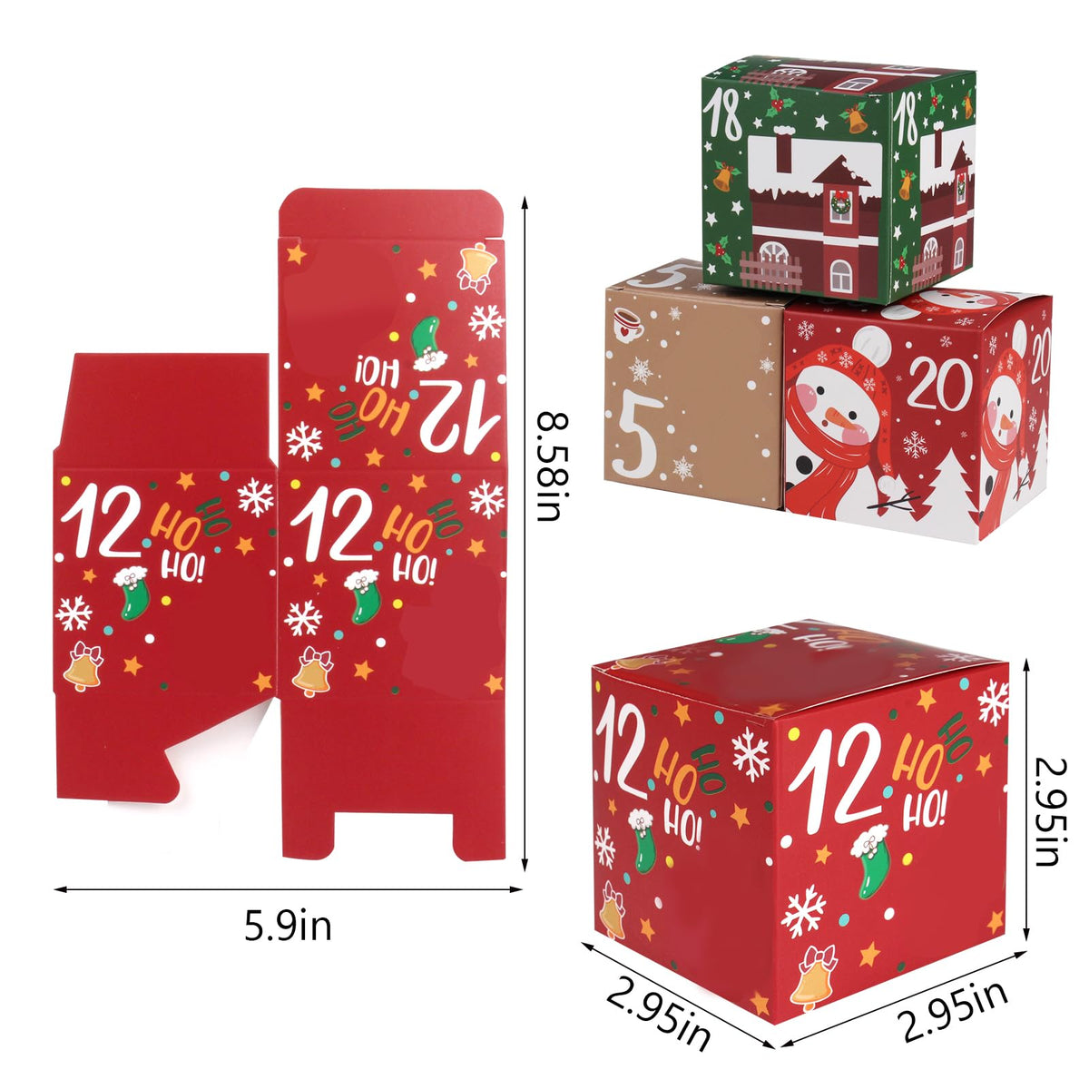 Onesing 24 Pcs Diy Christmas Advent Calendar Boxes For 2022, 24 Days Countdown Calendar Gift For Adults And Kids Christmas Cardb