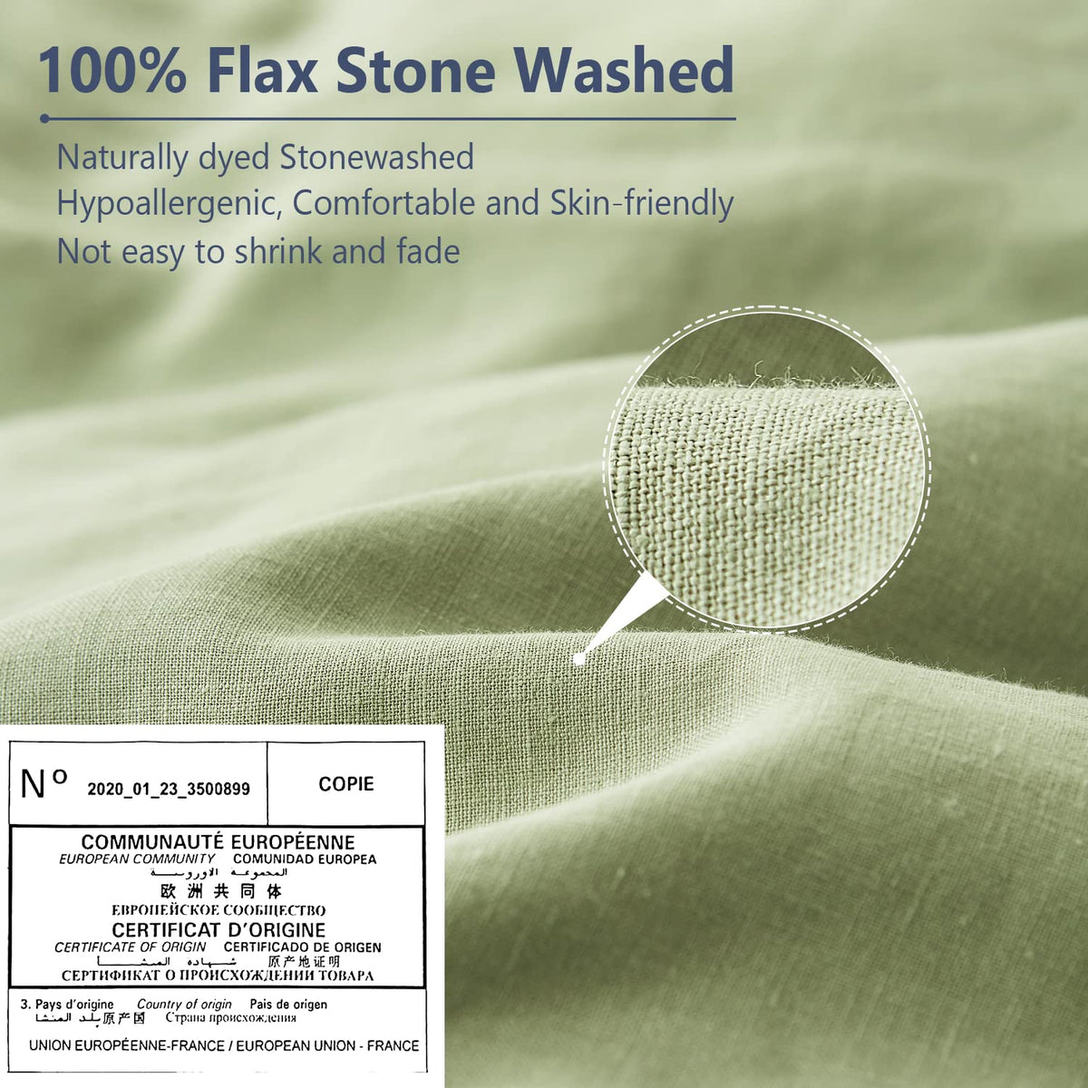 Simple&Opulence 100% Belgian Linen Pillow Shams -Set Of 2, Standard Size - Basic Style Breathable Pure Linen Suitable For Home - Soft And Durable With Envelope Closure (20''X 26'', Sage Green)