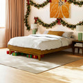 Bme Catherine Queen Platform Bed Frame, Modern Bed Frame Without Headboard, Wooden Low Profile Bed Frame, Acacia Wood Platform B