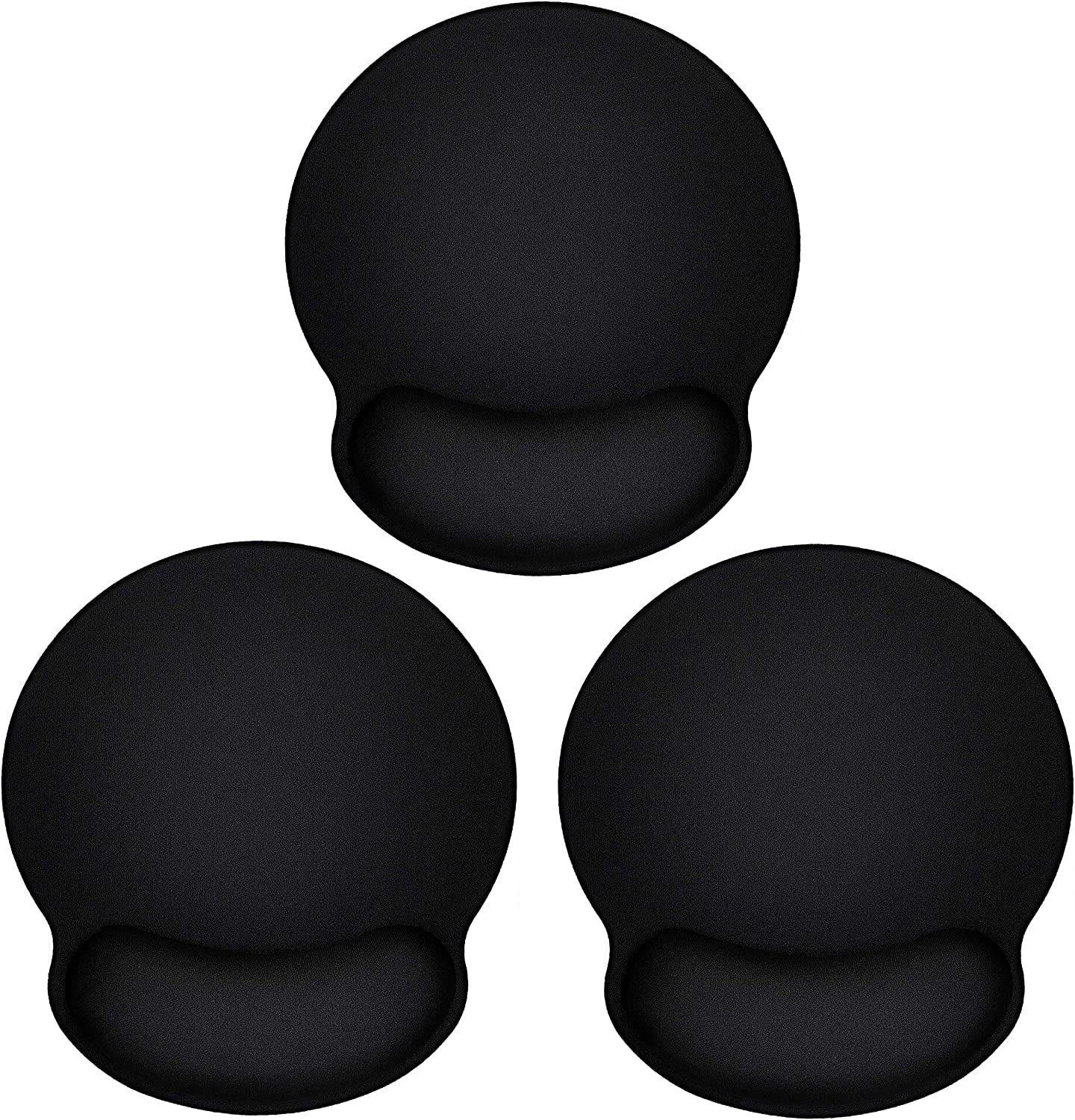 Ergonomic Mouse Pad 3 Pack With Wrist Rest Support, Round Gaming Mousepad With Smooth Lycra Surface & Non-Slip Rubber Base For C