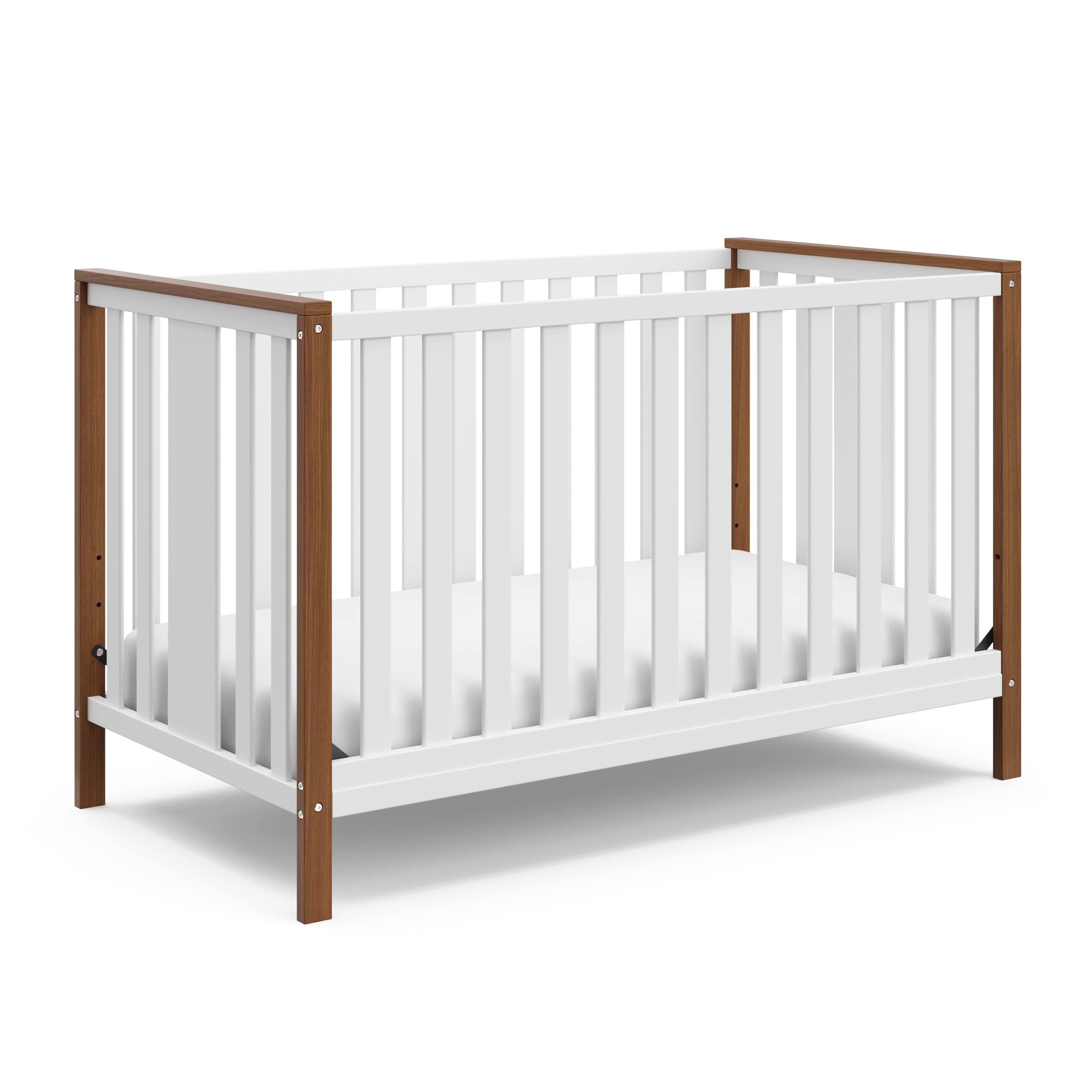 GRACO Modern Pacific 4-in-1 Convertible Crib (White with Vintage Driftwood) - GREENGUARD Gold Certified, Converts from Baby Crib