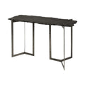 HomeRoots Rectangular Black Live Edge Slate Console Table with Double Pedestal Base