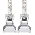 HomeRoots Clear Hand Crafted Crystal Pair of Handcrafted Candle Holders