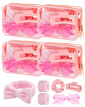 Cosweet 4 Sets Galentine s Day Gift for Women - Pink Spa Party Favors with Headband & Wrist Band, Heart Glasses, Hair Clips, Sc