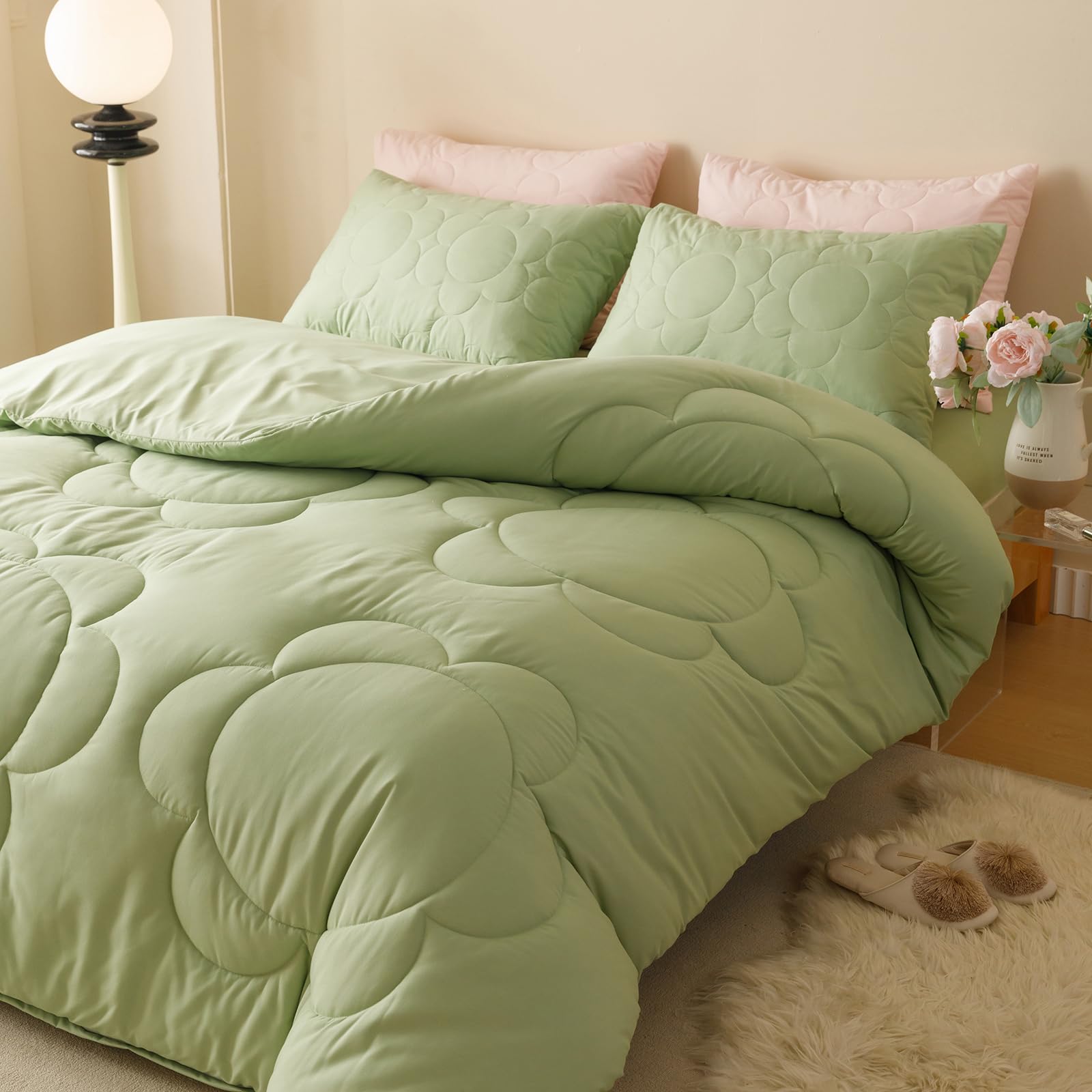 Luxlovery Sage Green Comforter Set Cal King Light Sage Green Quilts Blush Sage Green Bedding Comforter Set Solid Plain Color Sof