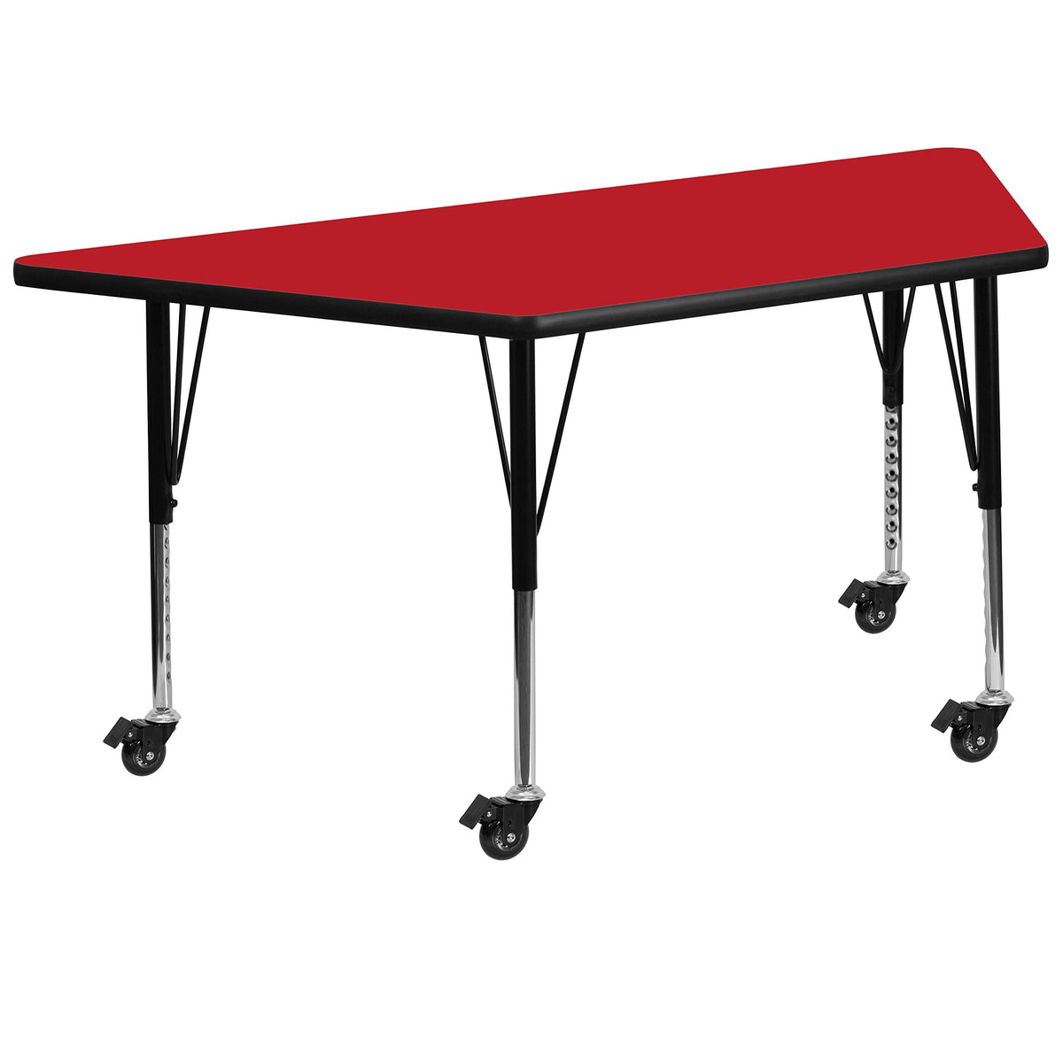 Flash Furniture Wren Mobile 22.5''W X 45''L Trapezoid Red Hp Laminate Activity Table - Height Adjustable Short Legs