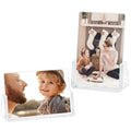 Boxalls 2 Pack Picture Frames 4x6 with Clear Base Stand, Acrylic Photo Frame Frameless for Desk Display Decoration(Horizontal + 