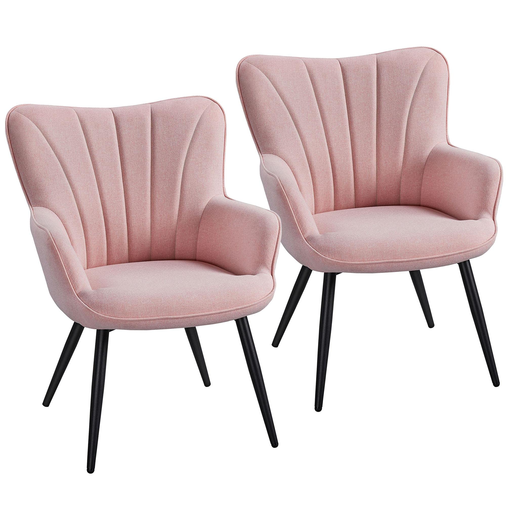 Yaheetech Accent Chair, Modern and Elegant Armchair, Linen Fabric Vanity Chair, Comfy Living Room Chair with Metal Legs and High