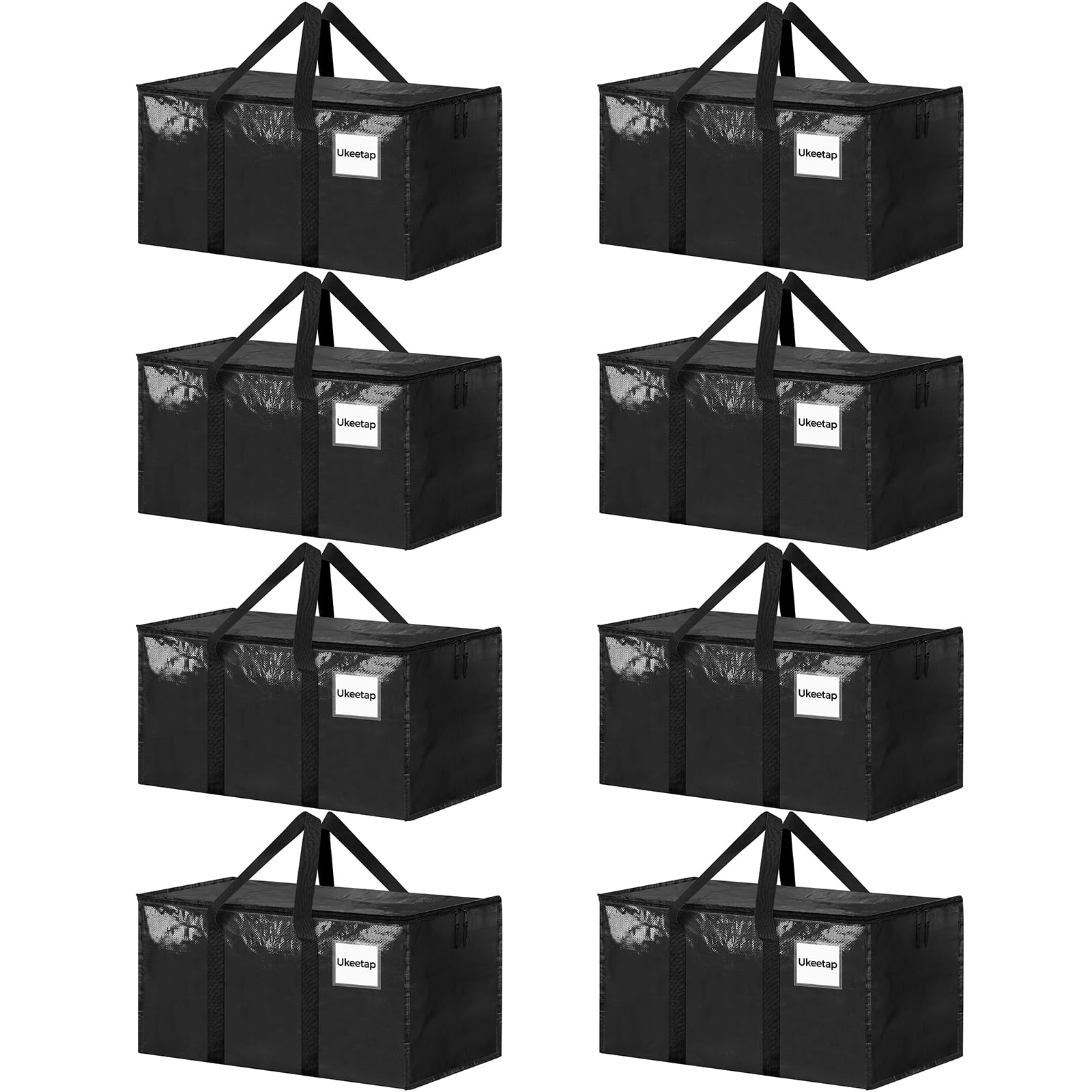 8 Pack Extra Large Heavy Duty Moving Bags, Black Storage Bins with Lids, Reinforced Handles & Heavy-Duty Zippers Moving Boxes St