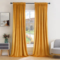 Miulee Mustard Yellow Velvet Curtains Thermal Insulated Blackout Curtain Drapes For Bedroom Living Room Darkening 108 Inches Long Curtains Panels Rod Pocket Set Of 2