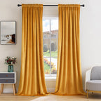 Miulee Mustard Yellow Velvet Curtains Thermal Insulated Blackout Curtain Drapes For Bedroom Living Room Darkening 108 Inches Long Curtains Panels Rod Pocket Set Of 2