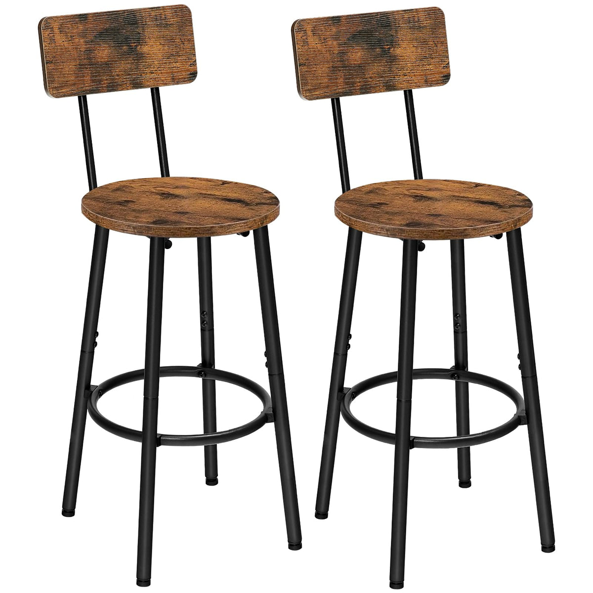 Hoobro Bar Stools,Set Of 2 Round Bar Stools With Back,25.2inch Bar Chairs For Kitchen Island, Dining Room,Counter Height Bar Stools