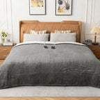 Woomer [5-Year Warranty] Heated Blanket Queen Size,Durable Flannel And Soft Sherpa,Dual Control,84       90    Electric Blanket,