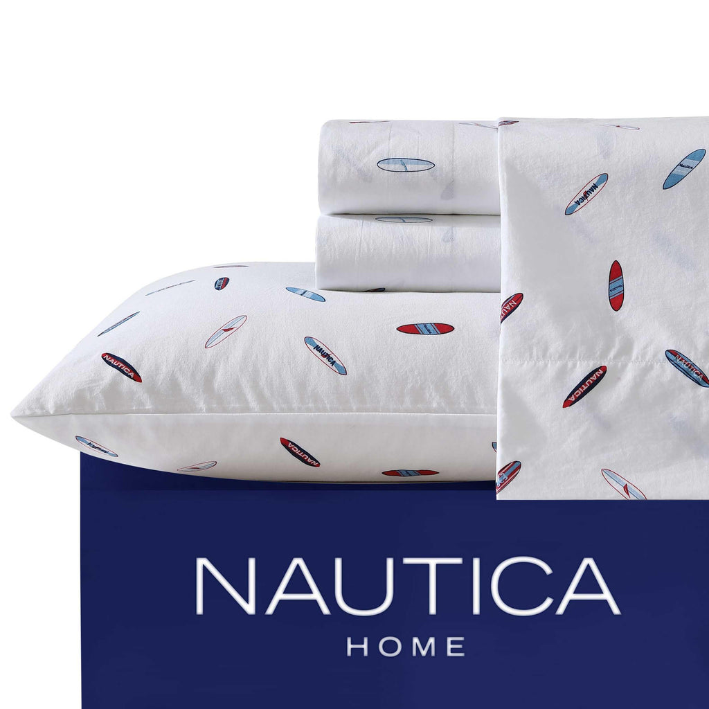Nautica - Full Sheets, Cotton Percale Bedding Set, Casual Home Decor (High Surf Navy, Full)