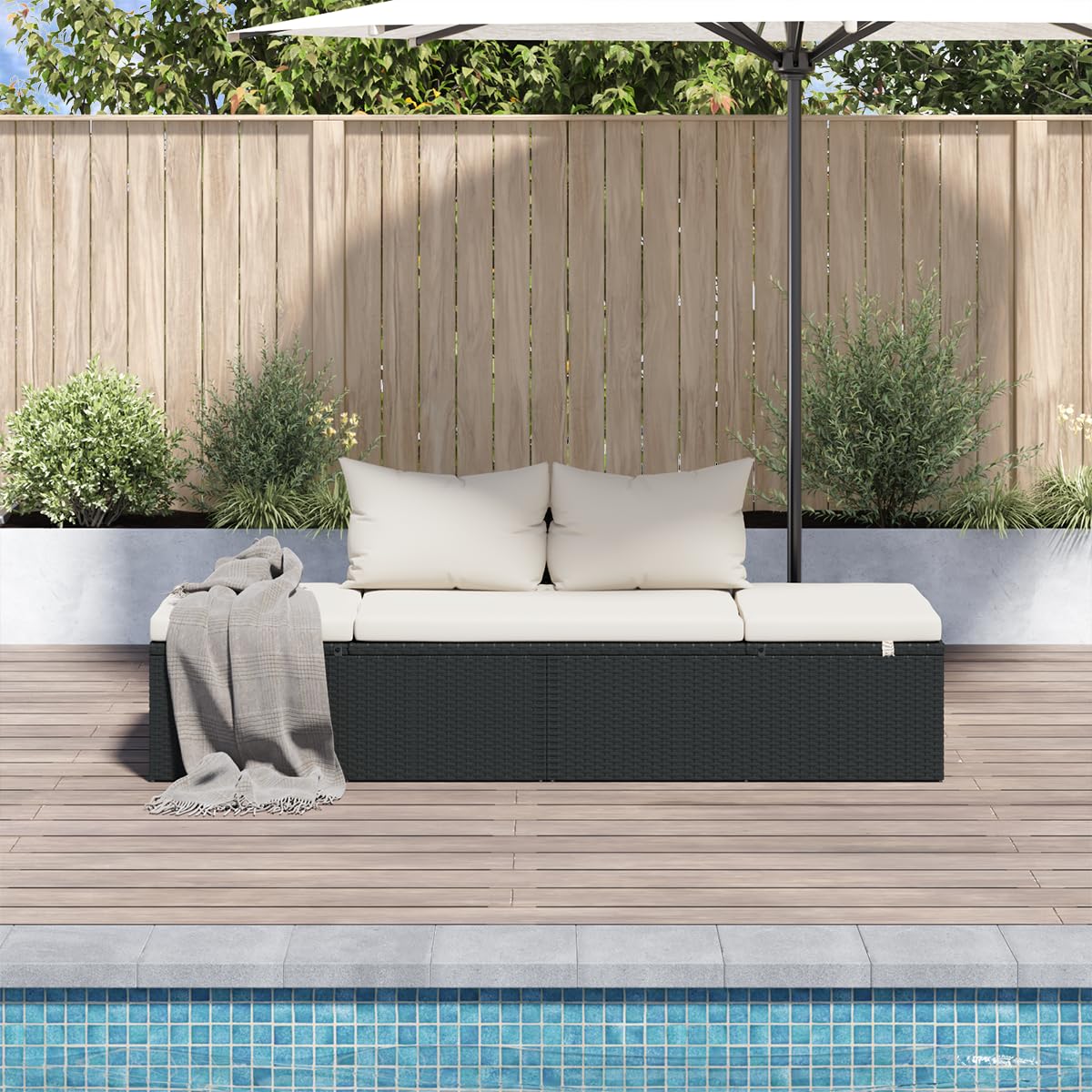 Vidaxl Patio Bed Black 76.8''X23.6'' Poly Rattan