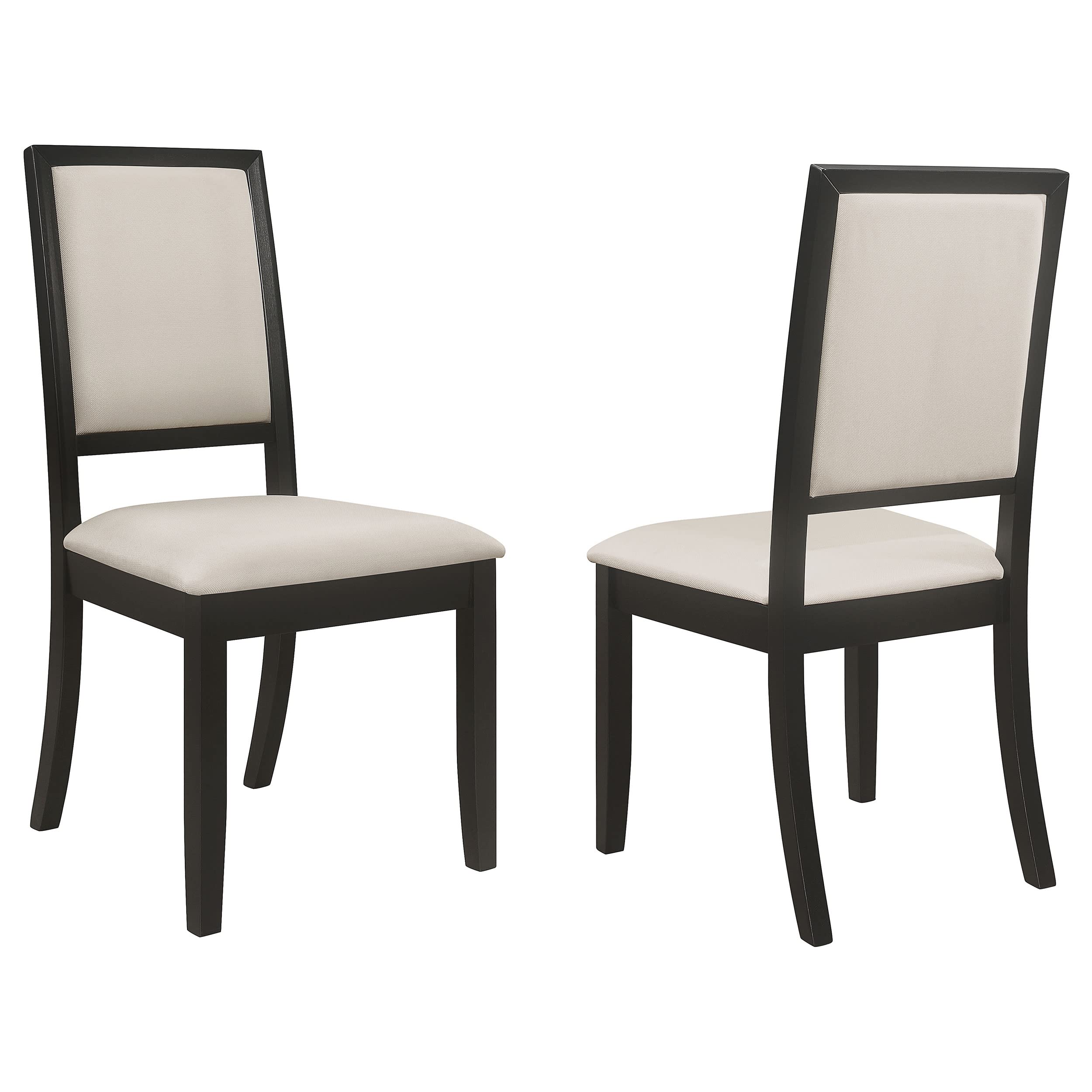 Louise Upholstered Dining Side Chairs Black And Cream (Set Of 2) 101562