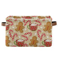 Christmas Gingerbread Man Storage Basket Fabric Kitchen Baskets Xmas Candy Cane Winter Snowflake Open Home Storage Bins Boxes Fo