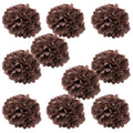 WYZworks Set of 10 - Brown 12 - (10 Pack) Tissue Pom Poms Flower Party Decorations for Weddings, Birthday, Bridal, Baby Showers,
