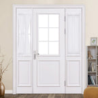 Miulee Sidelight Sheer French Door Curtains 25 X 40 Inches Light Filtering Window Treatment With Tieback - 2 Panels, White