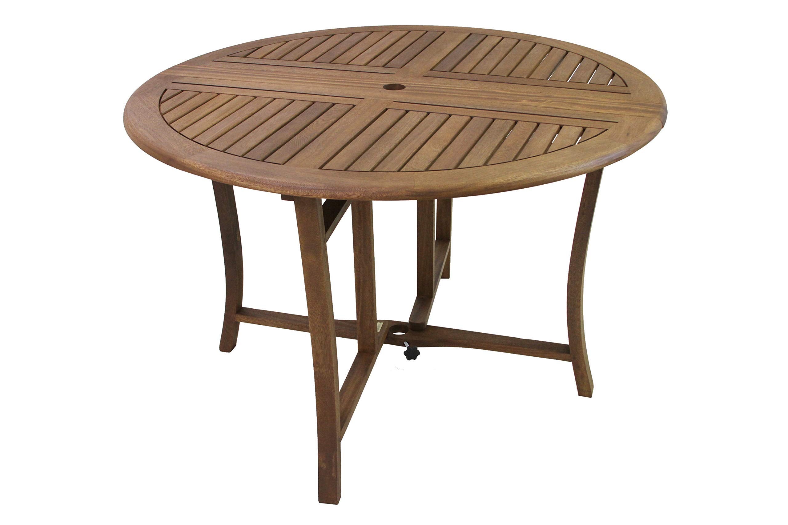 Outdoor Interiors Round Folding Table, 48-Inch, Brown