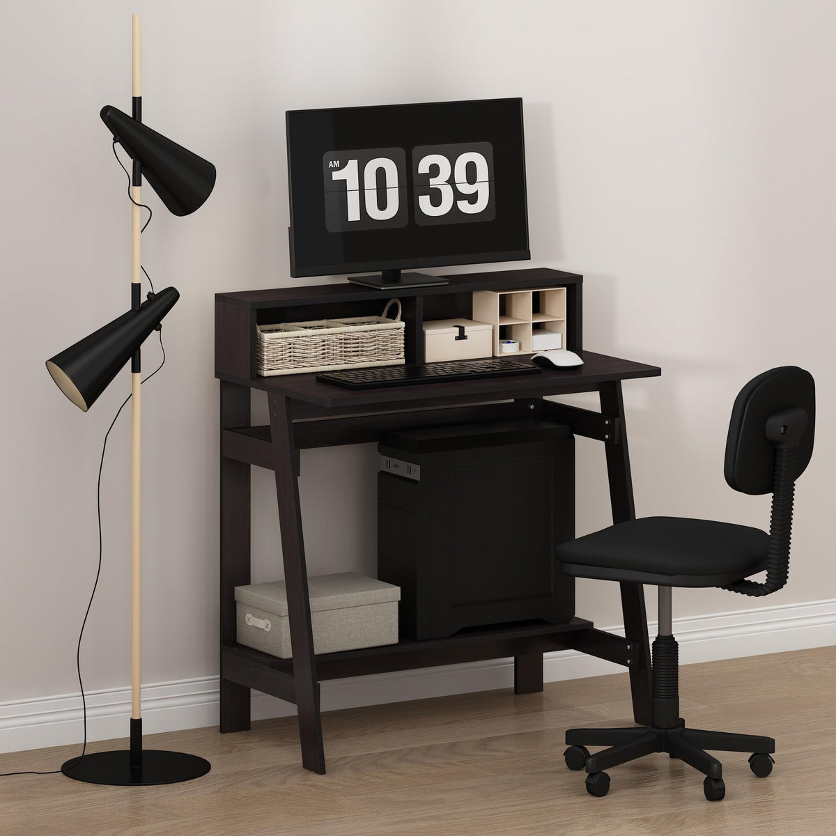 Furinno Simplistic A Frame Computer Desk, Dark Walnut