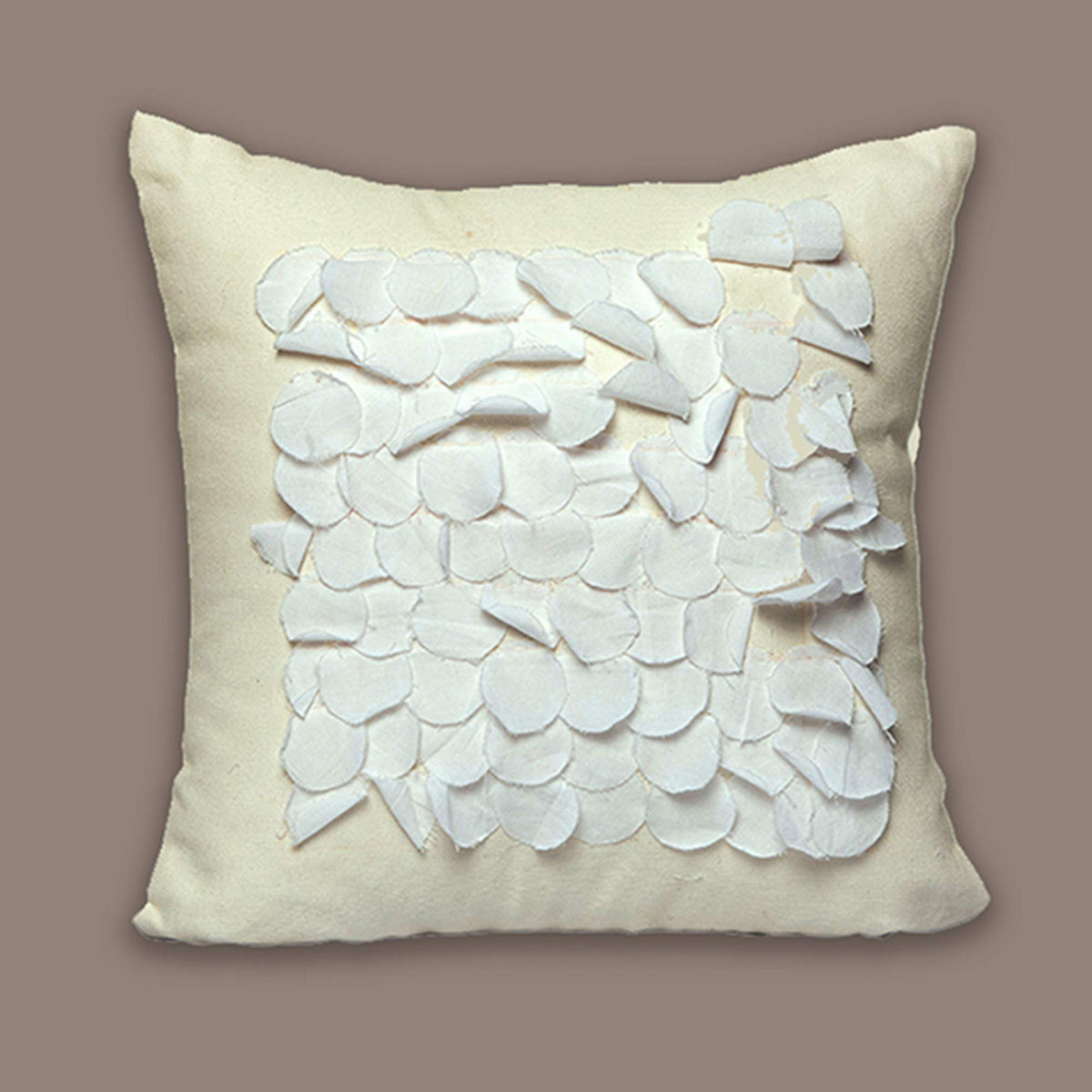Zeba World Embroidered Cushion Cover 12X12 Inches 100 Percent Cotton In Frayed White Design Decorative Throw Pillow Cover For So