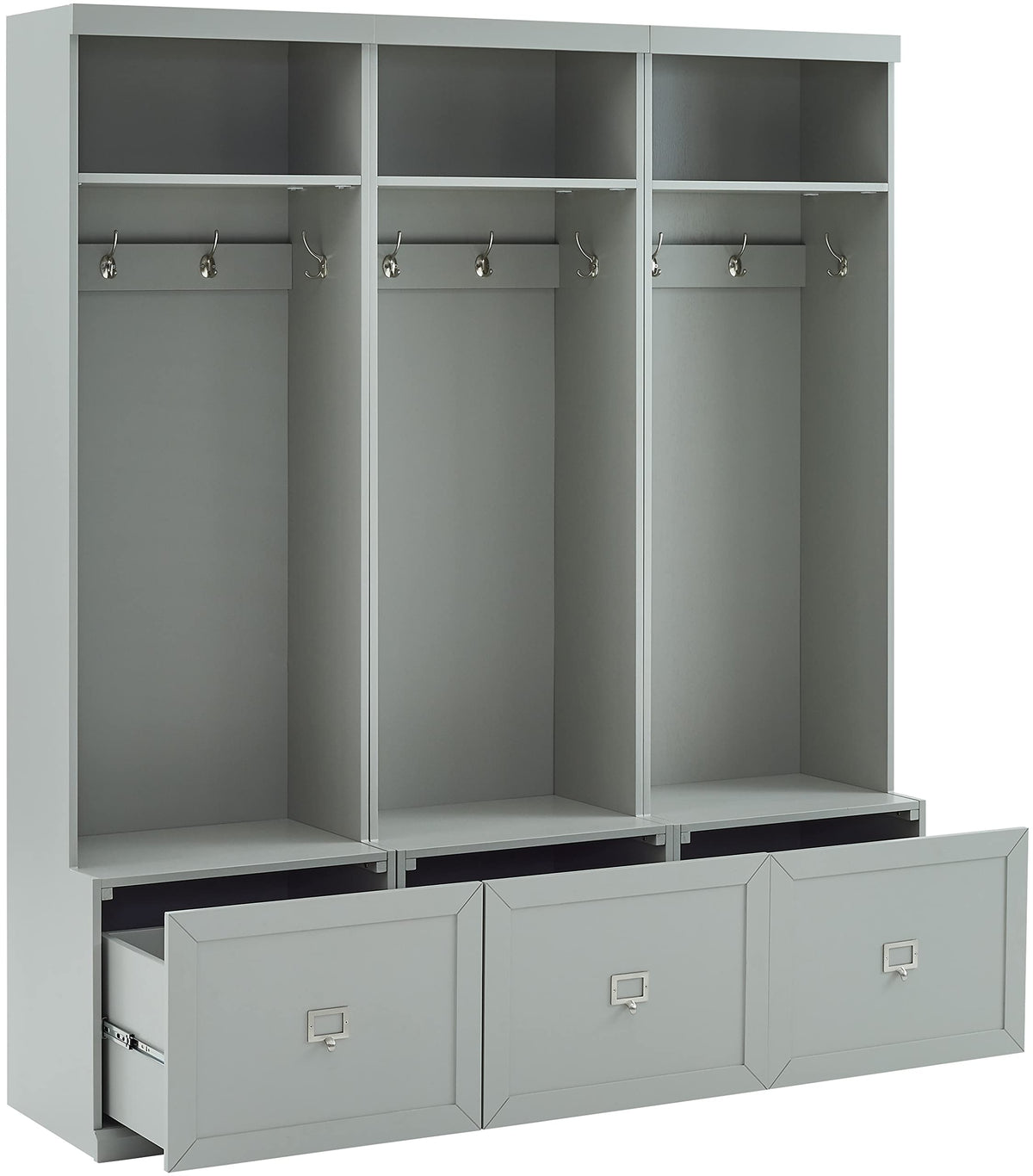Crosley Furniture Harper 3-Piece Hall Tree Entryway Set with Storage Bench and Coat Rack Hooks for Hanging, Gray