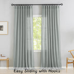 92 Inches Long Curtains Neutral Linen Back Tab & Rod Pocket Semi Sheer Privacy Bedroom Window Curtains,2 Panels Burlap Rustic Modern Farm Boho Light Filtering Linen Curtains,52' By 92',Light Grey