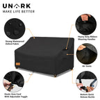 Unark Outdoor 3-Seater Sofa Cover,Waterproof Heavy Duty Patio Furniture Covers,76W X 33D X 32H Inches Outdoor Couch Cover,Patio Sofa Covers For Outdoor Furniture Waterproof,Black