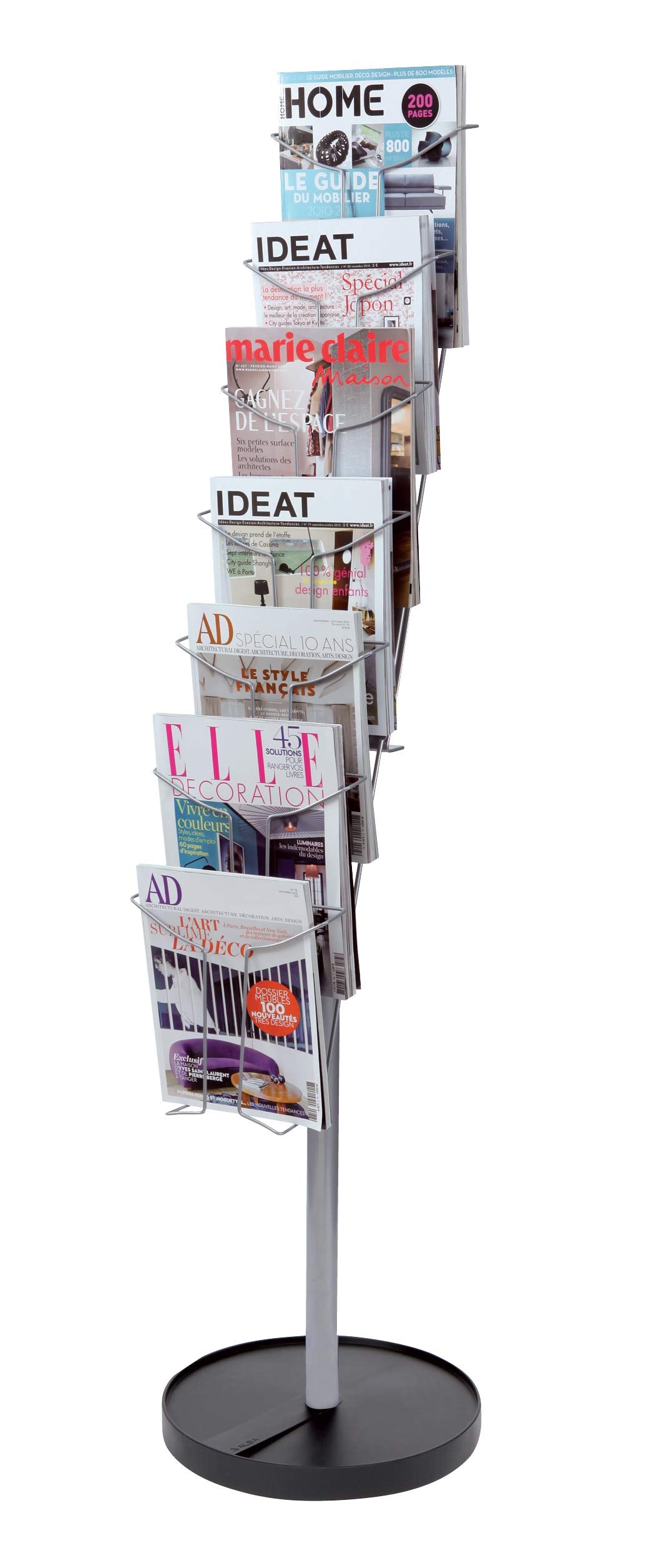 Alba Wire Floor Standing Literature Display, 7 Compartments, 59.1 x 15 x 15 (DDFIL7S)