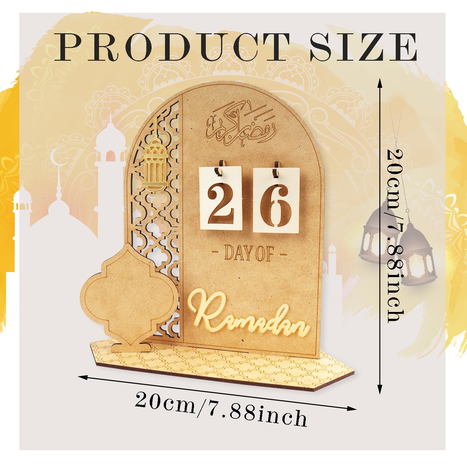 Hhdatc Ramadan Advent Calendar Wooden Decorations,30 Day Countdown Til Eid Gift For Kids