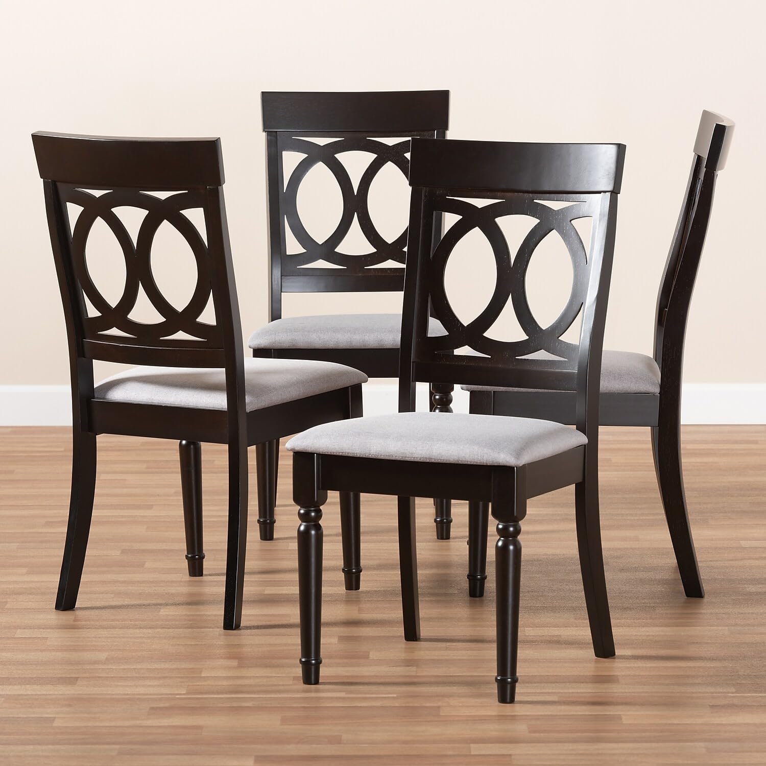 Baxton Studio Lucie Modern and Contemporary Grey Fabric Upholstered Espresso Brown Finished Wood Dining Chair