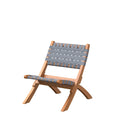 Patio Sense 63637 Sava Indoor Outdoor Folding Chair Low Slung Portable Seating Solid Acacia Wood Woven Seat & Back Indoors Porch Lawn Garden Fishing Sporting - Gray Webbing