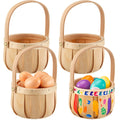 Boao 4 Pcs Small Easter Wicker Basket with Handle Wooden DIY Gifts Storage Natural Woven Basket for Wedding Flower for Decorativ