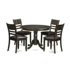 East West Furniture HLLY5-CAP-LC 5 Piece Kitchen Table Set for 4 Includes a Round Dining Room Table with Pedestal and 4 Faux Leather Upholstered Dining Chairs, 42x42 Inch, Cappuccino