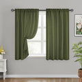 HOMEIDEAS Non-See-Through Olive Green Privacy Sheer Curtains, 52 X 45 Inches Long 2 Panels Sheer Curtains Light Filtering Window