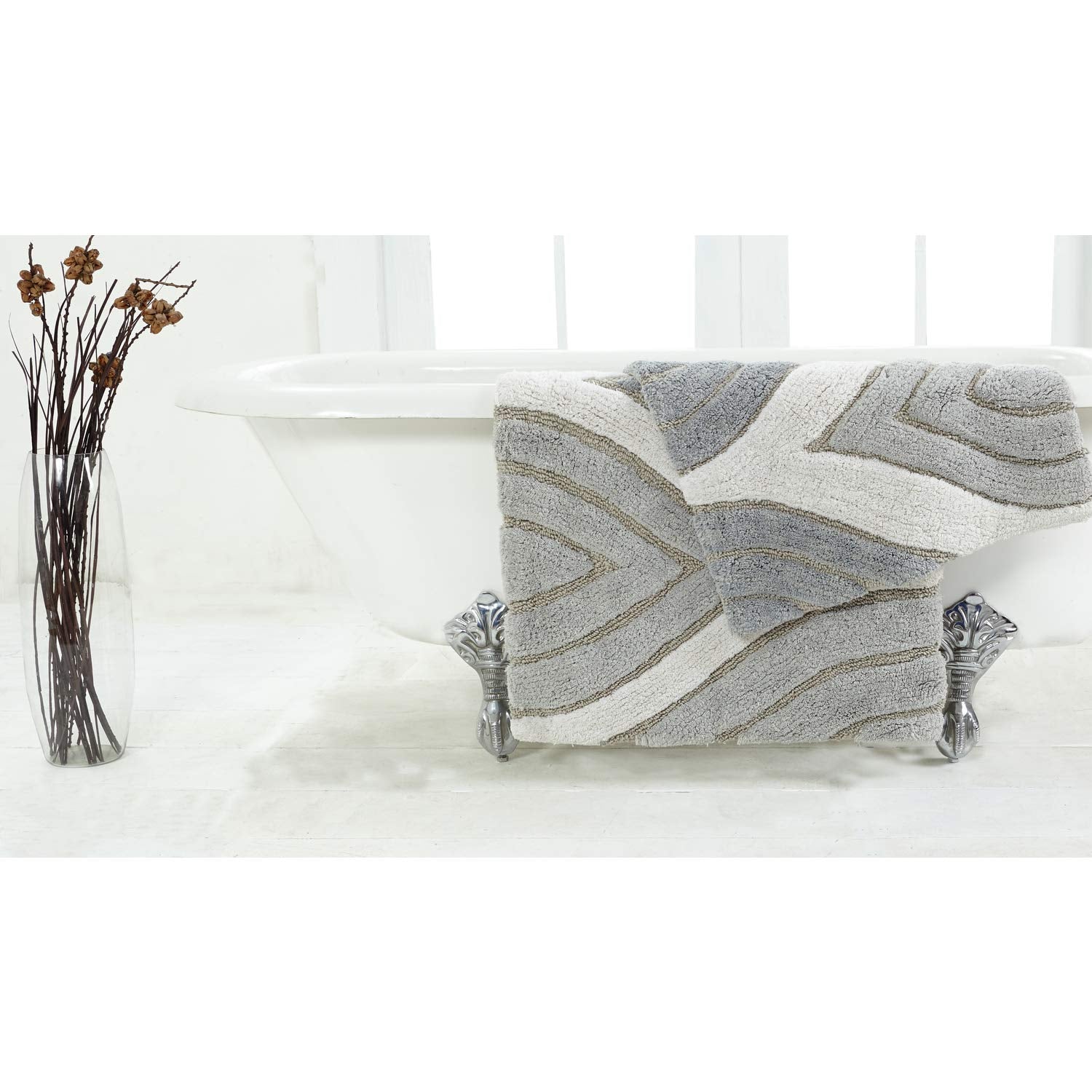 Chesapeake Davenport 2 Pc. Grey Bath Rug Set 44804 (21x34 & 24x40)