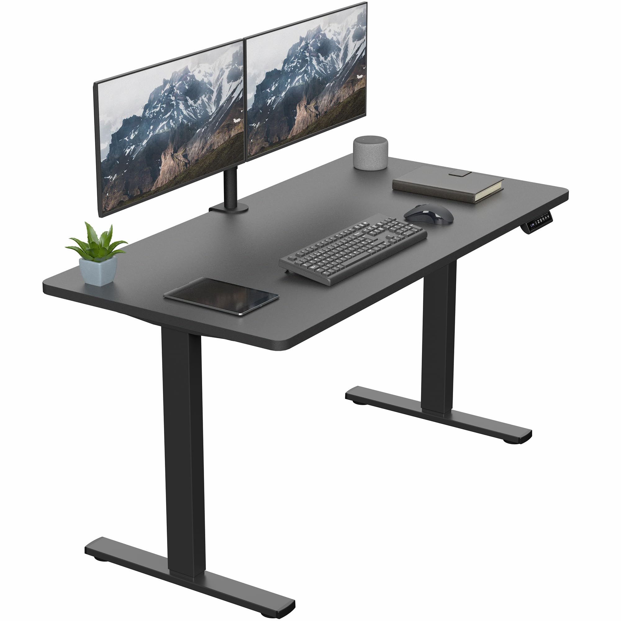 VIVO Electric 55 x 28 in Standing Desk, Memory Height Adjustment, 1B Series, Holds 220 lbs, One-Piece Black Top, Black Frame, DE