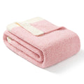 Snuggle Sac Pink Throw Blanket, Valentines Throw Blankets For Couch, Reversible Super Soft Microfiber Blankets Warm Cozy Knit Fu