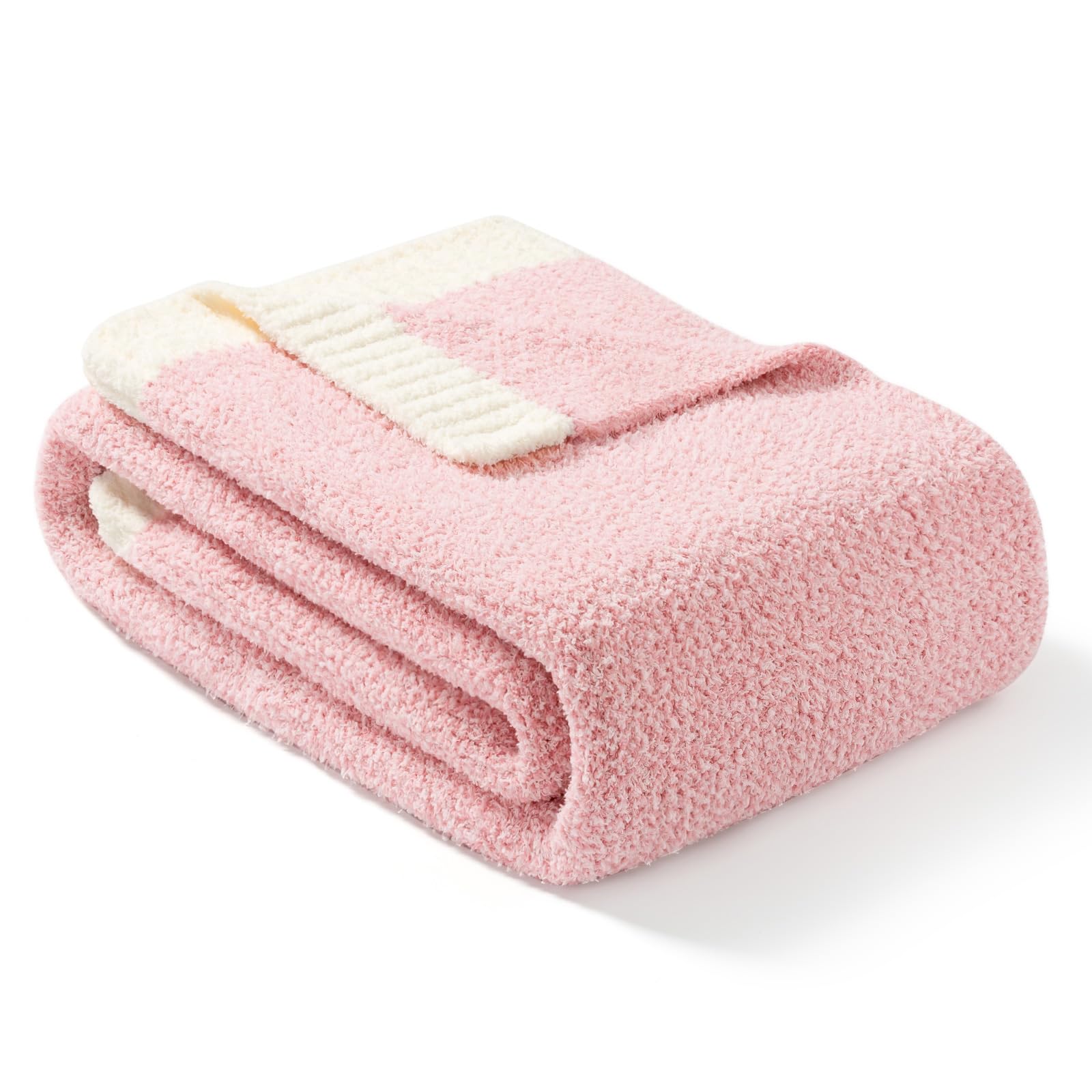 Snuggle Sac Pink Throw Blanket, Valentines Throw Blankets For Couch, Reversible Super Soft Microfiber Blankets Warm Cozy Knit Fu