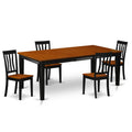 East West Furniture QUAN5-BCH-W 5 Piece Dining Room Table Set Includes a Rectangle Kitchen Table with Butterfly Leaf and 4 Dining Chairs, 40x78 Inch, Black & Cherry