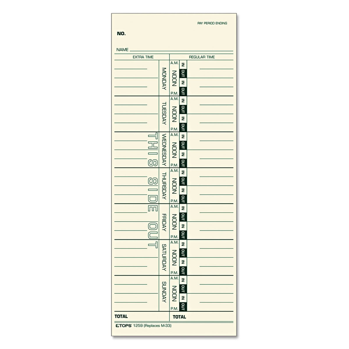 Time Card For Acroprint/Ibm/Lathem/Simplex, Weekly, 3 1/2 X 9, 100/Pack
