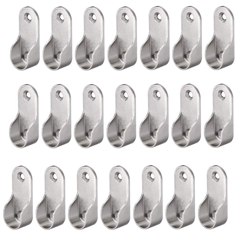 Eyech 40pcs Zinc Alloy Hardware Oval Closet Rod End Supports 16mm x 30mm Wardrobe Flange Bracket Holder