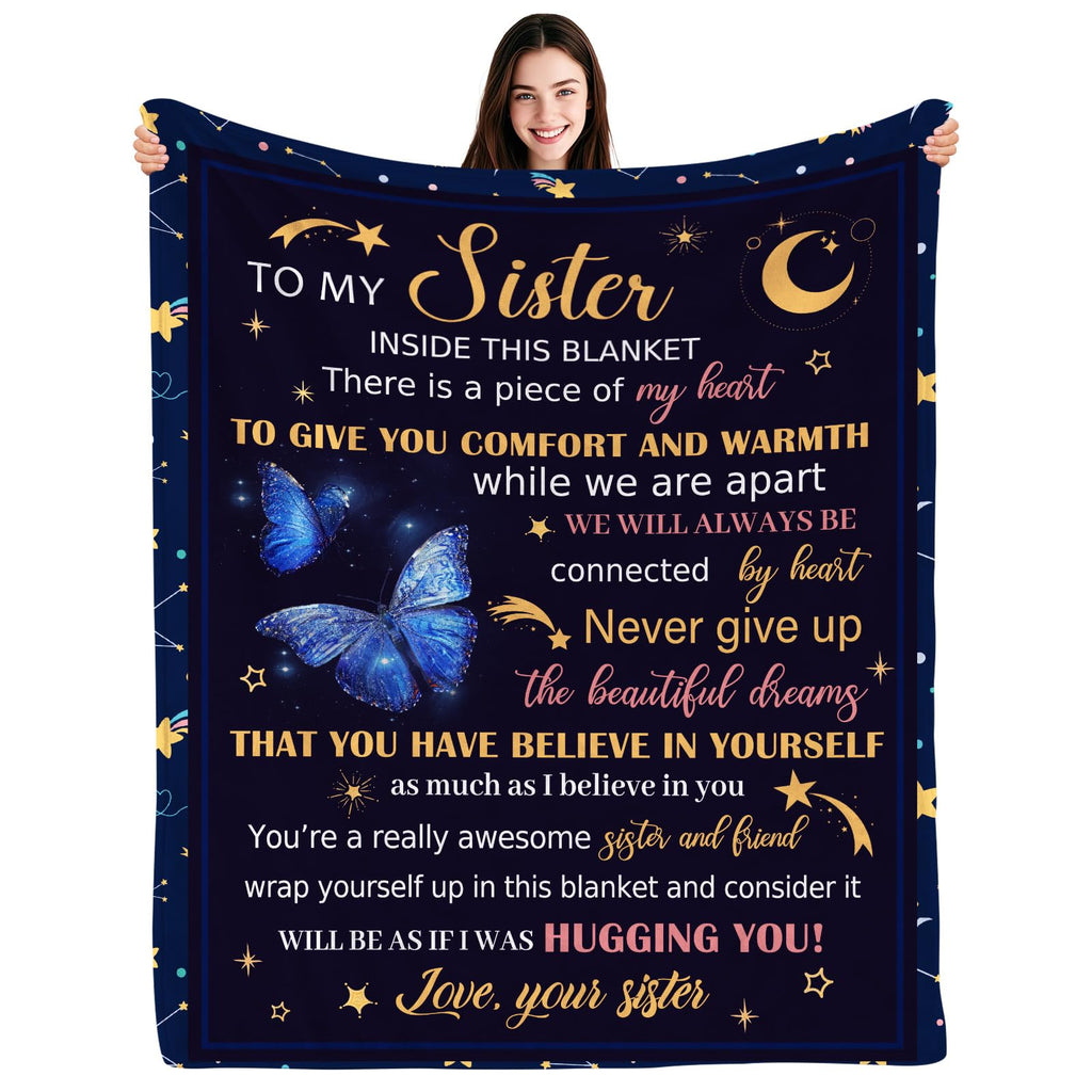 Inxeng Sister Blanket, Sisters Gifts From Sister, Sister Birthday Gifts From Sister, Butterfly Blanket For Sister, Big Sister Gi