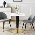 Modway EEI-5118-GLD-WHI Zinque 24" Square Dining Table, Gold White